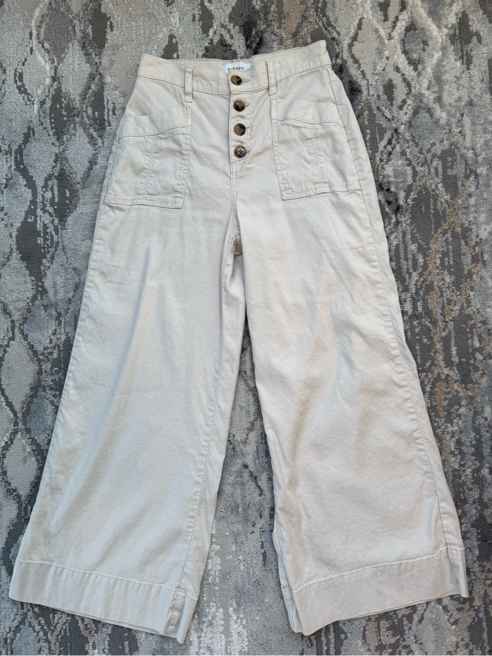 Evereve Joelle Cropped Wide Leg Linen STRETCH Pant
